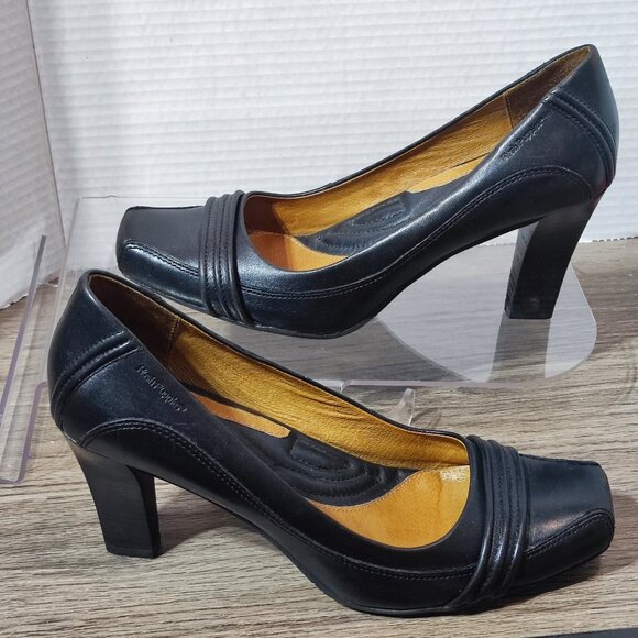 Hush Puppies square toe 3" heel pumps women's size 8.5 black - Picture 2 of 12
